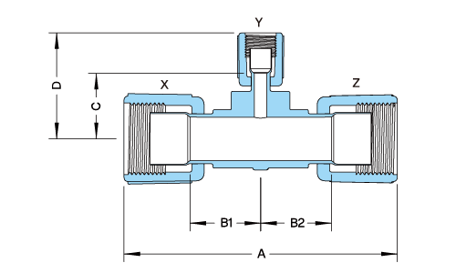 PFA Union Reducer Tee Flare/ Space Saver